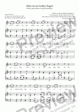 page one of Alles ist an Gottes Segen (Come, pure hearts, in joyful measure) - Descant