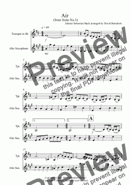 page one of Air on a G String for Trumpet and Alto Saxophone Duet