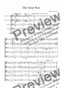 page one of The Great War (Brass Quintet) + mp3