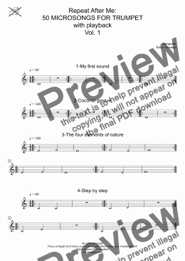 page one of Repeat after me! 50 Microsongs for the beginner trumpeter (with playback)  Volume 1