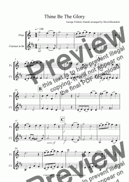 page one of Thine Be The Glory for Flute and Clarinet Duet