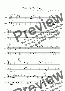 page one of Thine Be The Glory for Flute and Cello Duet