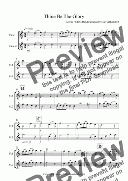 page one of Thine Be The Glory for Flute Duet