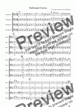 page one of Hallelujah Chorus for Trombone Quartet