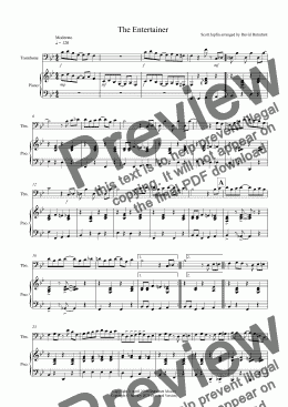 page one of The Entertainer for Trombone and Piano