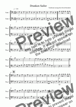 page one of Drunken Sailor for Tuba Duet