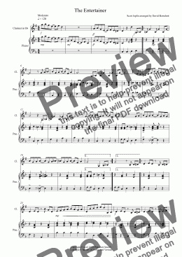 page one of The Entertainer for Clarinet and Piano