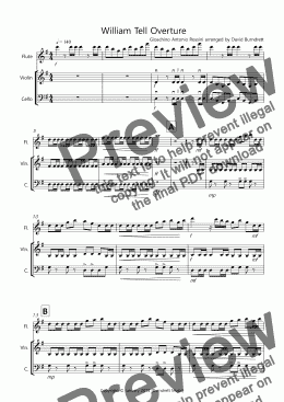 page one of William Tell Overture for Flute, Violin and Cello Trio