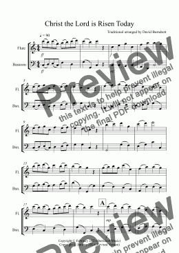 page one of Christ the Lord is Risen Today for Flute and Bassoon Duet
