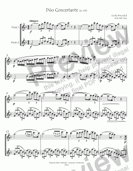 page one of Duo Concertante for 2 flutes  Opus 100