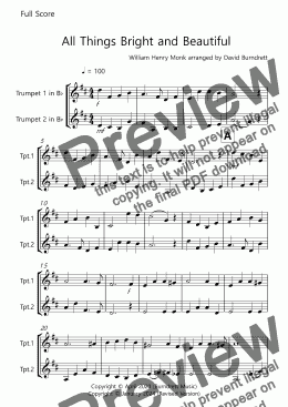 page one of All Things Bright and Beautiful for Trumpet Duet