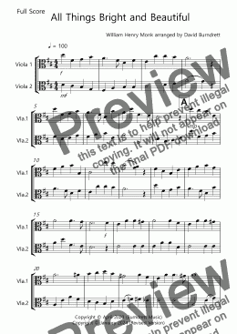 page one of All Things Bright and Beautiful for Viola Duet