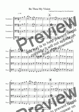 page one of Be Thou My Vision for Trombone Quartet