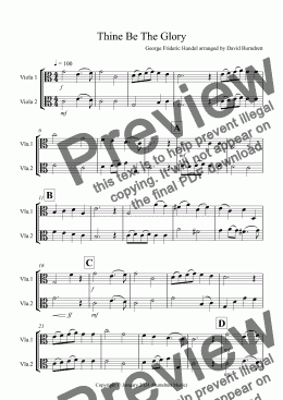 page one of Thine Be The Glory for Viola Duet
