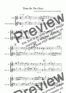 page one of Thine Be The Glory for Flute and Tenor Saxophone Duet
