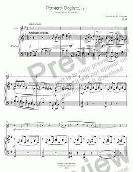 page one of Pensiero Elegiaco Op 7 for flute & piano