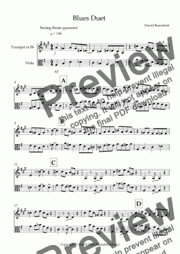 page one of Blues Duet for Trumpet and Viola Duet