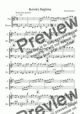 page one of Burnie's Ragtime for Flute and Bassoon Duet