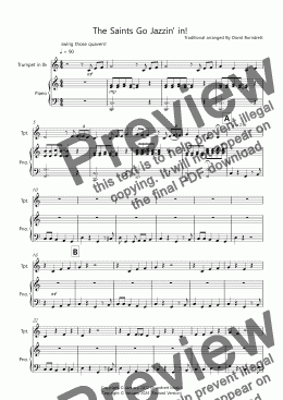 page one of The Saints Go Jazzin' in! for Trumpet and Piano