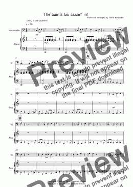 page one of The Saints Go Jazzin' in! for Cello and Piano