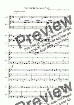 page one of The Saints Go Jazzin' in! for Violin and Piano