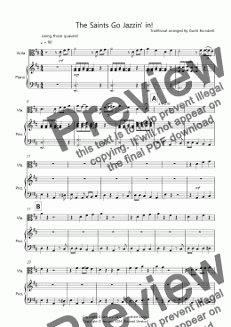 page one of The Saints Go Jazzin' in! for Viola and Piano