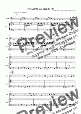 page one of The Saints Go Jazzin' in! for Tuba and Piano