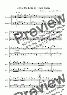 page one of Christ the Lord is Risen Today for Bassoon Duet