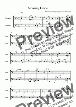 page one of Amazing Grace for Bassoon Duet