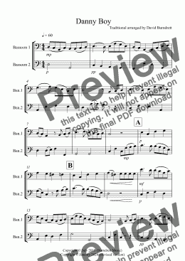 page one of Danny Boy for Bassoon Duet