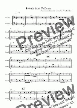 page one of Prelude from Te Deum for Bassoon Duet