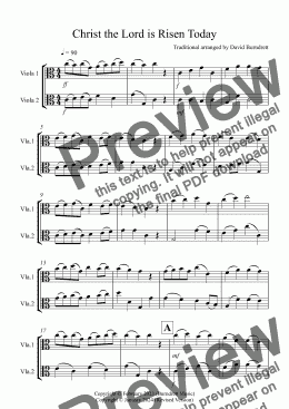 page one of Christ the Lord is Risen Today for Viola Duet