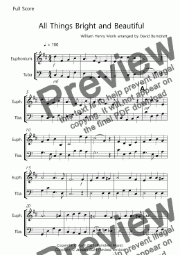 page one of All Things Bright and Beautiful for Euphonium and Tuba Duet