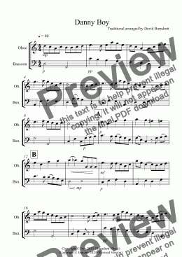 page one of Danny Boy for Oboe and Bassoon Duet