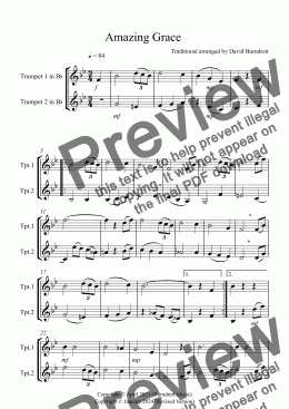 page one of Amazing Grace for Trumpet Duet