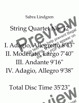 page one of String Quartet No. 12  II. Moderato, Largo