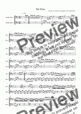 page one of Für Elise for Double Bass Duet