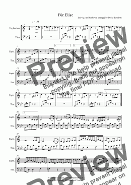 page one of Für Elise for Euphonium and Tuba Duet