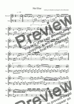 page one of Für Elise for Horn and Tuba Duet