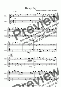page one of Danny Boy for Oboe Duet