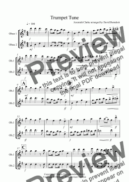 page one of Trumpet Tune for Oboe Duet
