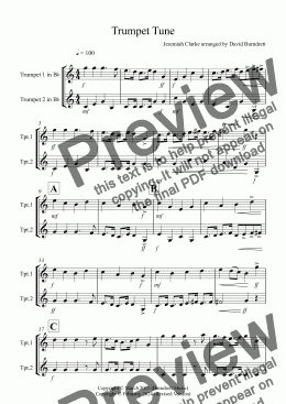 page one of Trumpet Tune for Trumpet Duet