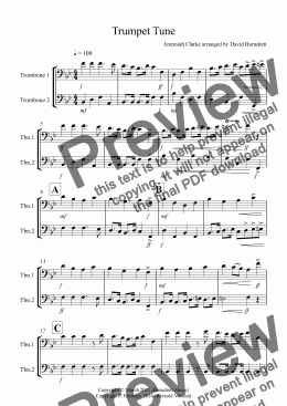 page one of Trumpet Tune for Trombone Duet