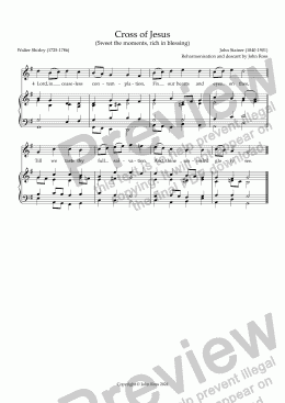 page one of Cross of Jesus (Sweet the moments, rich in blessing) - Reharmonisation and descant