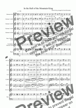 page one of In the Hall of the Mountain King for Clarinet Choir