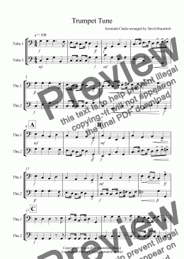 page one of Trumpet Tune for Tuba Duet