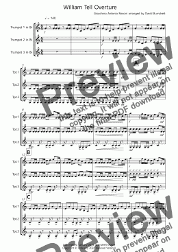 page one of William Tell Overture for Trumpet Trio