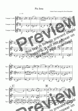 page one of Pie Jesu (from Requiem) for Trumpet Trio