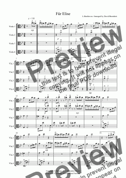 page one of Für Elise for Viola Quartet