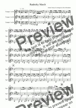 page one of Radetzky March for Trumpet Trio